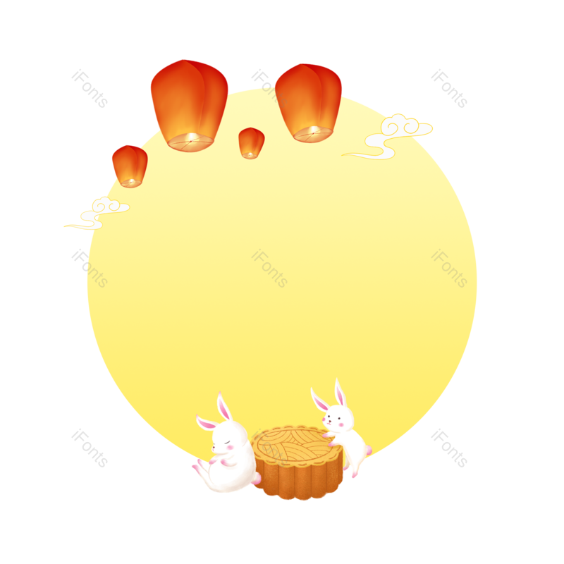 边框图片,节日元素,中秋节PNG,月亮免抠素材